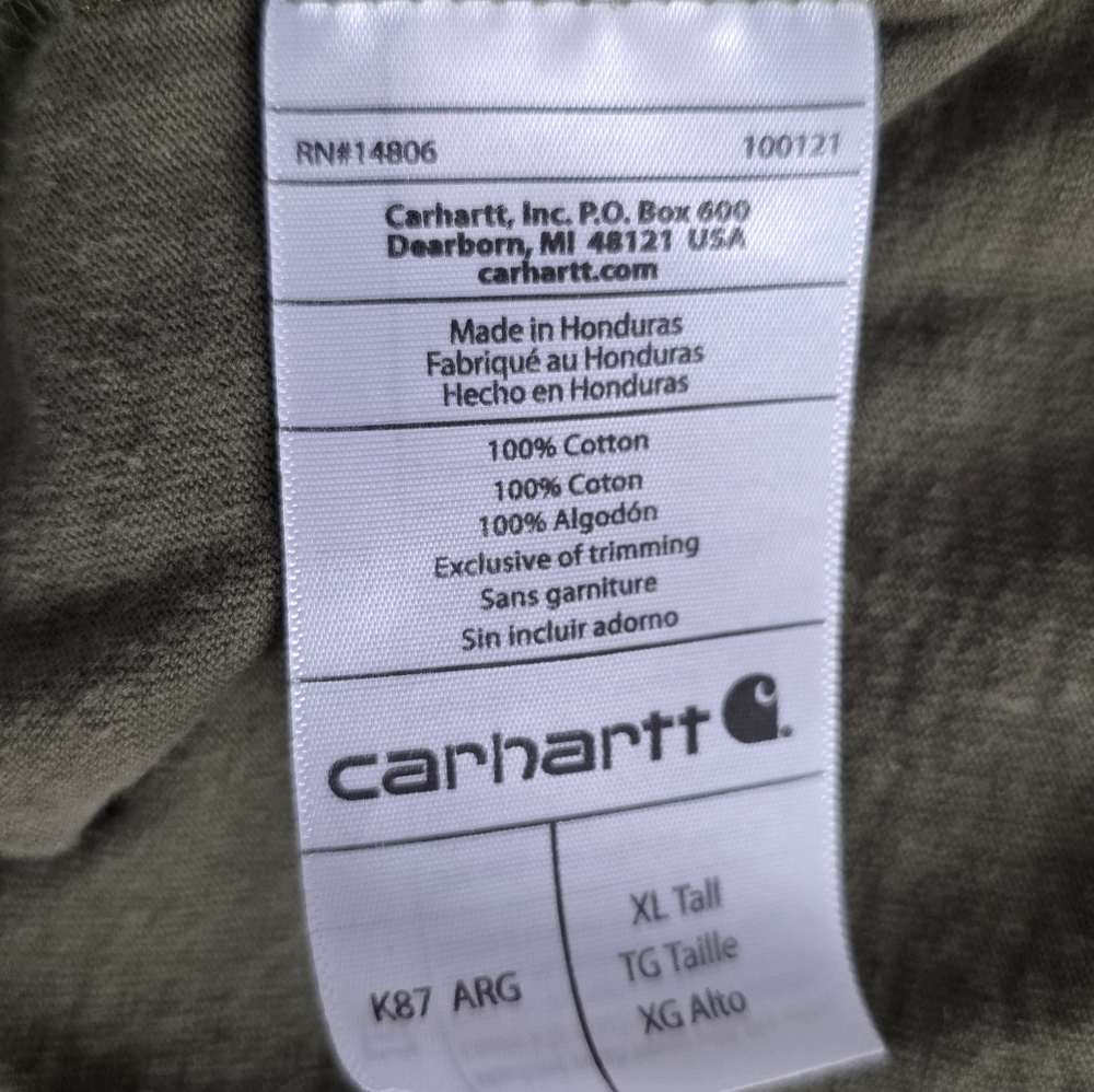 Carhartt K87 XLT Pocket Tee Workwear Army Green Heavy Duty - Picture 7 of 7